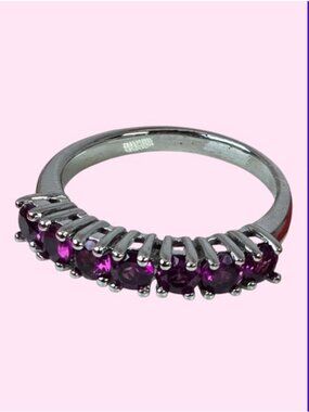 925 Sterling Silver Ring‎ with Natural Rhodolite Garnet 3.5mm